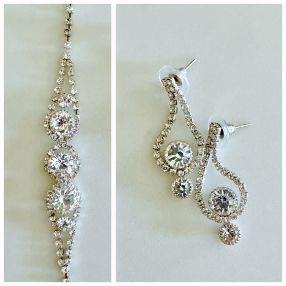 Elegant Silver Crystal Earrings - Picture 2 of 13